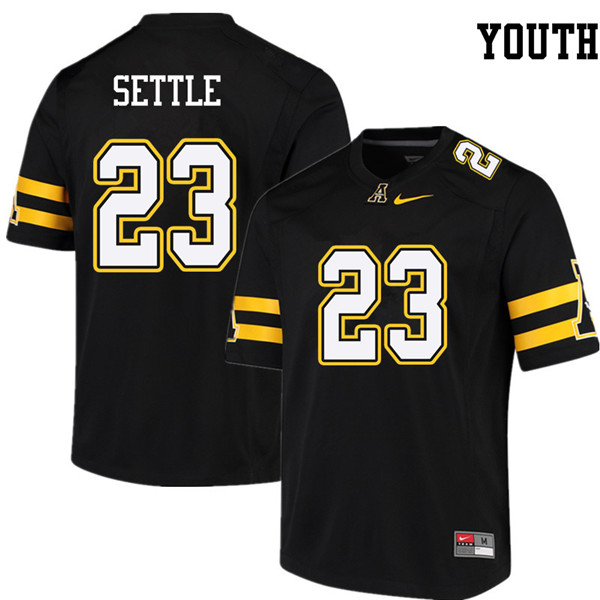 Youth #23 John Settle Appalachian State Mountaineers College Football Jerseys Sale-Black - Click Image to Close